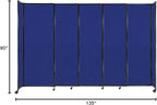 Versare Straightwall Sliding Portable Wall Partition | Freestanding Office Dividers | Locking Wheels | Temporary Room Separator | 11'3'' Wide x 7'6'' Tall Royal Blue Fabric Panels