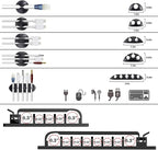 DRIVUU White Cable Management Organizer Kit 4 Cable Sleeve Split,47Cable Clips 12Cord Clips Holder,22 Cable Ties, 20 Adhesive Wall Cable Tie, 200Fasten Cable Ties for TV Electronics