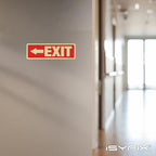 iSYFIX Exit Signs with Directional Left Arrow, Glow in the Dark, Photoluminescent Aluminum 12x4 Inch - 2 Pack, Laminated for UV & Weather Resistance, Ideal for Offices, Schools, Theaters & More
