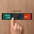 SmartSign Privacy Sign Please Knock And Enter/In Session Door Slider Sign for Office, Conference, Hotel, Hospital, Therapy, Training| 2.25" x 10" Plastic Black, Made in USA
