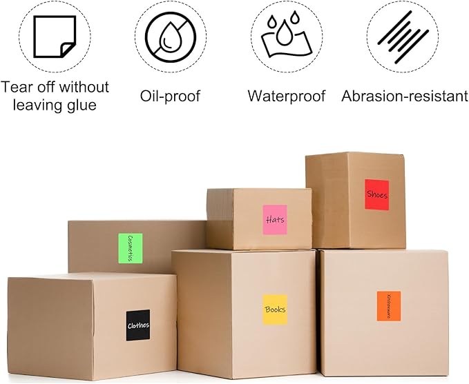 PATIKIL 2 x 3 Inch Rectangle Inventory Color Coding Labels 2 Roll, Square Self-Adhesive Inventory Label Stickers for Office Home Organization Name Tags, 250 Per Roll, Pink