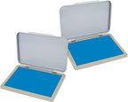 2 Pack Metal Case Stamp Pad Medium Size, Sky Blue Color - Size: 3" x 4" - Choose from 15 Ink Colors