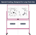 Rolling Whiteboard, 48x32 Inches Dry Erase Board with Stand, Large Mobile Whiteboard on Wheels, Standing White Board for Office, School, Home, Magnetic Double Sided White Board with Paper Pad