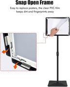 Golemas Adjustable Sign Stand for Display, with Upgraded Iron Base, Pedestal Floor Signage Stand Holder for Outdoor or Indoor Advertising (11 x 17, Black)