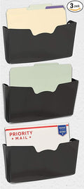 Simple Houseware Single Pocket Wall Mount for Hanging File Holder, 3 Packs, Black