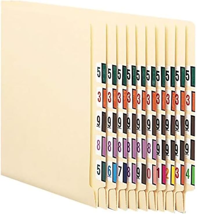 File Right Number Labels Roll – Color-Coded Numeric Filing Labels, 1-5/8" × 7/8" Laminated Self-Adhesive File Folder Numbers for, Office Filing Systems, Automotive Records – Roll #3, 3 Roll