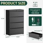 4 Drawer Lateral File Cabinet with Lock, Metal File Cabinets for Home Office, Office Furniture for Organization Hanging Legal/Letter/A4, Metal Filing Cabinet Storage Cabinet, Require Assembly, Black