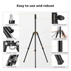 K&F CONCEPT Extendable Photography Stand, Adjustable 6.56ft/78.7"/2M Aluminum Tripod with 1/4" Screw, 2-Pack Reversible Portable Studio Lighting Tripod for Strobe Light/Webcams/Cameras with Bag