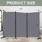 Room Divider 6FT Single Panel Privacy Screen, 102'' Wide Fabric Indoor Room Divider Wall Divider for Room Separation, Portable Room Partitions and Dividers Freestanding Temporary Wall Room Separators