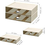 OSteed Spacious Desktop Storage Box, 1 Large Storage Drawer, Stackable Office Desk Drawer Organizer and Accessories, Printer Paper Organizer, Cream Plastic Drawers for Workspace & Home