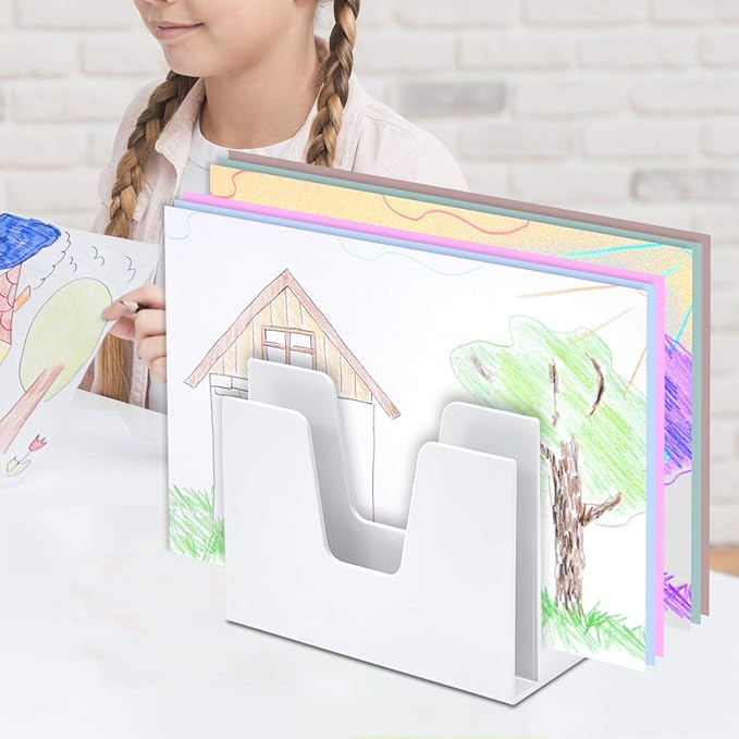 Acrimet 5 Section Incline File Sorter Organizer, Mail, Folder, Letter Desk Organizer, Rack for Office Organization Desktop (Plastic) (White Color)