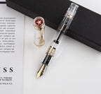 JINHAO 1935 Fountain Pen TIANDAO Series #8 Nib Ink Pen with Guitar-Shaped Clip and Ink Converter (F Nib 0.5mm, Transparent)