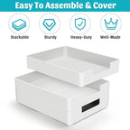 AZFUNN Letter-Size Tray Desk Letter Tray Paper Tray, Sturdy Heavy-Duty Plastic Printer Paper Tray, Single-Tier Stackable File Storage Organizer for Office Home (2, White)