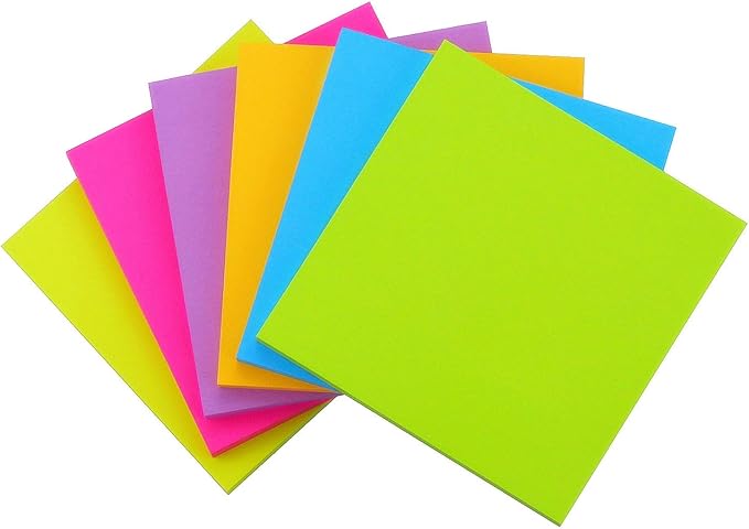 Early Buy Sticky Notes 6 Bright Color 6 Pads Self-Stick Notes 4 in x 4 in, 70 Sheets/Pad