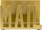 MyGift Mail Holder Organizer Countertop Modern Golden Metal with Cutout MAIL Lettering Design, Office Desktop Envelope and Document Storage Rack