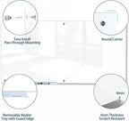 J&J worldwide Magnetic Glass Whiteboard 6' x 4' Ultra White, Large Frameless White Boards for Walls 72 x 48 Inches, Large Dry Erase Board for Office, Home, School