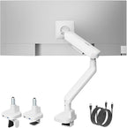 monTEK Single Monitor Arm with USB, Mechanical Spring Monitor Arm for 17-40" Screens, Adjustable Monitors Desk Mount Holds up to 24.2 lbs with C Clamp/Grommet Desk Mount, VESA 75/100mm, MA1011UCWH