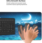 CANFLASHION Gaming Mouse Pad,Large Mouse Pads for Desk,Non-Slip Rubber Base Extended Mousepad,XXL Keyboard Mouse Mat,Computer Keyboard Desk Pad with Stitched Edges,35.4x15.8inch,Romantic Moon On Sea
