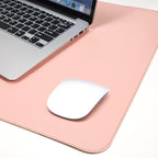 Leather Desk pad Protector, Large Desk mat with Natural Cork & PU Leather,Mouse pad,Non-Slip Office Desk Mat,Waterproof Desk Writing Pad for Office and Home (47in*23.7in, Pink)