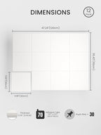 Bumusty Large Cork Board 47"x35" Alternative - 12 Pack Felt Wall Tiles with 70 Safe Removable Adhesive Tabs, 30 Pushpins, Cork Boards for Walls Pin Board Bulletin Board Office Decor (Milky White)