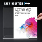 xydstay 3 pack 8.5x11 Acrylic Sign Holder for Picture Frames, L Shape Clear Plastic, Plastic Sign Holder,Menu Holder, Unbreakable Table Sign Holder for Restaurant, Office, School, Store and Home Use