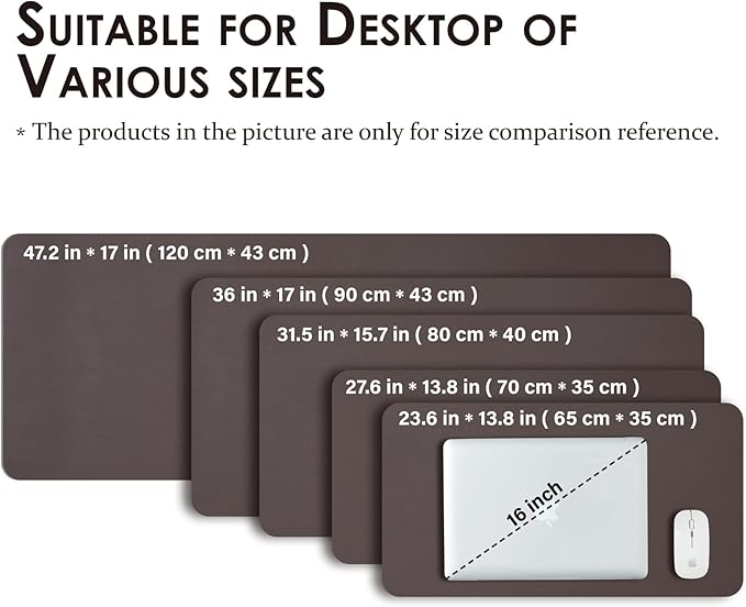 Large Desk Mat - 47.2"x 17" Non-Slip PU Desk Pad for Office and Home - Ideal for Large Mouse Pad and Desk Mats on Top of Desks(Coffee)