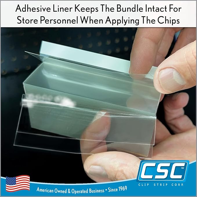 Price Data Channel Label Holder Chips, Clear Plastic Tags, 3" L x 1.25" H, 10 Mil Thick, Gondola Shelf Edge, Reusable, Made for Point of Purchase Shelf Molding by Clip Strip Corp.