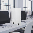 Desk Divider, 24 x 18 inch Acrylic Desk Privacy Panels, Privacy Desk Screen, Frosted Acrylic Partitions with Clamps Acrylic Table Top Sneeze Guard for Offices Schools (2PCS)