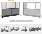 Stand Up Desk Store Expanse Modular Wall | 70'' x 48'' Wall | Expandable Partition Room Divider with Rearrangeable Frosted Acrylic & Sound Absorbent Panels (Black Frame)