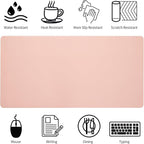 Blossoms Pink Desk Mat, Waterproof Non-Slip Leather Desk Pad, Large Mouse Pad, Desk Writing Pad, Desk Mat for Keyboard and Mouse Desk Organizers and Accessories (31.5×15.7 Inches)