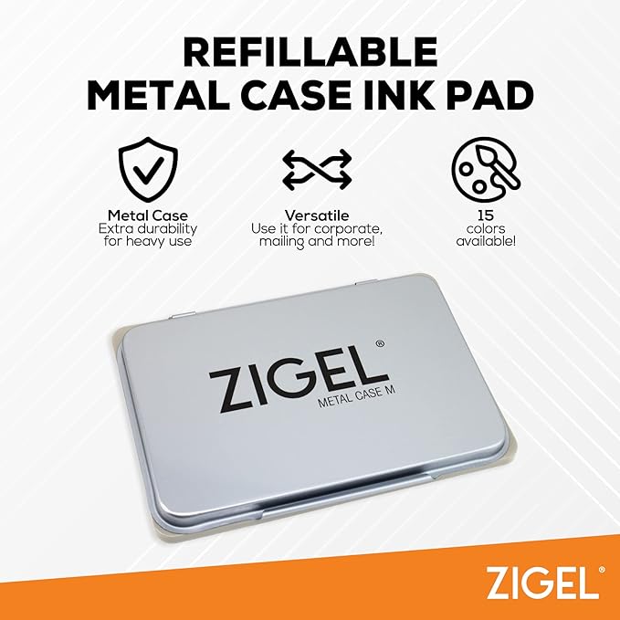 2 Pack Metal Case Stamp Pad Medium Size, Orange Color - Size: 3" x 4" - Choose from 15 Ink Colors