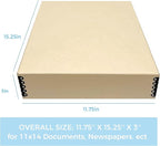 Lineco Museum Archival Storage Box, 11.75x15.25x3 in. Drop Front Design. Acid-Free with Metal Edge. Organize Photos, Pictures, Prints, Documents, Crafts, DIY. Tan, 2 Pack