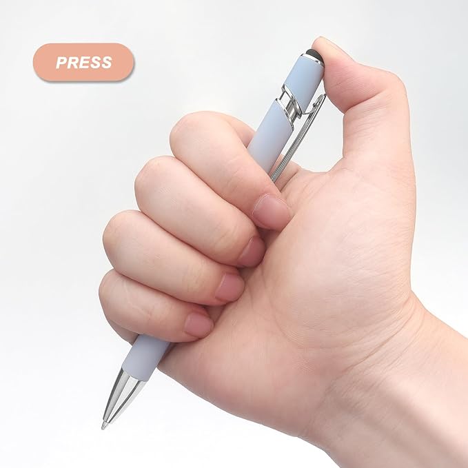 Bribobo Ballpoint Pen 2-in-1 Stylus Retractable Ballpoint Pen with Stylus tip, Metal Stylus Pen for Touch Screens, 1.0 mm Black Ink (Pastel Color) 6 Pack