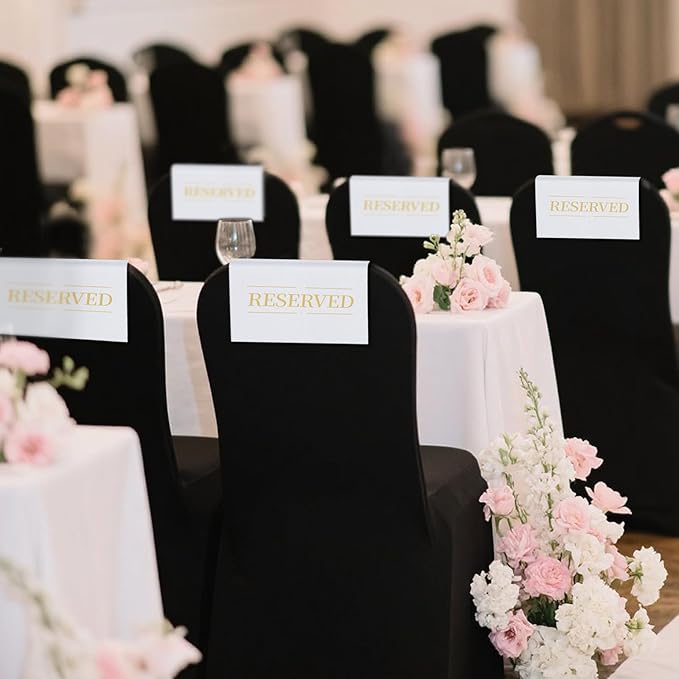 12 Pcs Reserved Seating Signs Reserved Chair Sign Printed Placeholder for Church Pew, Wedding, Party Events (White, 12 Pcs)