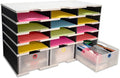 Desktop Organizer 12 Letter Tray Sorter Plus Riser Storage Base & 3 Storage Drawers - Ultimate Office TierDrop Desktop Organizer Stores All of Your Documents & Supplies in One Compact Modular System