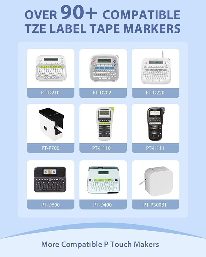 3-Pack TZe-231 Label Tape Compatible for Brother TZe 12mm 0.47 Inch Laminated White TZ-231 TZe231 1/2 Inch for Ptouch PT-D220 PT-D210 PT-H110 D410 D600 Label Maker, Black on White
