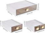 DETEIN 2 PACK Stackable Desk Organizer Stackable Storage Drawer Small Desk Organizer with Drawer Plastic Desktop Storage Organizer for Home, Office, Crafts, Pencils (White, M-1 Drawer, Pack of 2)