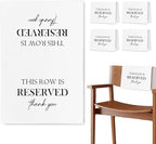 ChissNook Reserved Seating Chair Signs, This Row Is Reserved Pew Cloths Seating Placeholder for Church Pews, Wedding Decorations for Reception Parties Celebrations Event Meetings (White, 4 PCS)