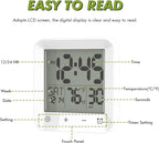 Wisoee Digital Shower Clock Waterproof, Bathroom Wall Clock Timer with Touch Screen, Temperature, LCD Display, Suction Cup Hanging Hole Stand for Kids and Adults