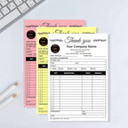 Custom Carbonless Sales Invoice Form Books for Small Business, Personalized NCR 2-Part Receipt Book with Carbon Copies, Cover Add Company Name, Address and Number Printed