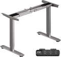 BIZUM Dual Motor Electric Standing Desk Frame with Memory Controller, Computer Memory Desk Adjustable Table Legs Up to 47.2" for Home and Office, Metallic Silver