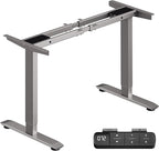 BIZUM Dual Motor Electric Standing Desk Frame with Memory Controller, Computer Memory Desk Adjustable Table Legs Up to 47.2" for Home and Office, Metallic Silver
