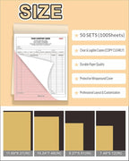 Custom Carbonless Invoice Book with Logo, Personalized Cover & Inner Pages, 2 Part NCR Receipt & Work Order Forms, Easy Tear, Writing Shield for Small Business (2-Part [White/Yellow], 8.3 x 5.5INCH)