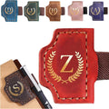Personalized Bookmark with Pen Holder, Leather Magnetic Bookmark 26 Letters,Gifts for Book Lovers, Readers, Leather Book Marks for Men Women (Red, Z)