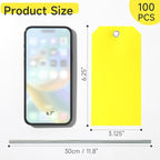 100 Pcs Waterproof Tags Writable Plastic Tags for Labeling Tag with Wire Tie Large Heavy Duty Tags Moving Tags Pipe Tags for Outdoors Car Garage Storage Box Equipment Parts (Yellow, 6 1/4" x 3 1/8")