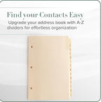 Gallery Leather A-Z Dividers for 3 Ring Binder - Binder and Address Book Alphabet Letter Tabs for Smooth Contact Organization