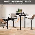 Kingant 63 x 30 Inch Electric Standing Desk with 4 Drawers, Adjustable Height Computer Desk for Home Office, Large Workstation Sit Stand Up Desk with Built-in USB A/C Charging Ports, Black