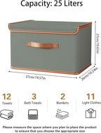 Tuza 4 Pack Storage Bins with Lids, Collapsible Closet Organizer Container, Fabric Organizer Box with Handles, Decorative Storage Boxes with Lids for Organizing Clothes, Blanket, Grey, Medium