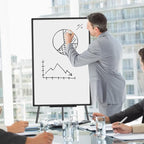 VIZ-PRO Magnetic Whiteboard Easel Black, 36 x 24 Inches, Portable Dry Erase Board Height Adjustable for School Office and Home