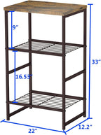 GEORIS 3 Tier Metal Printer Stand Shelf for Desk, Industrial Side Table for Printer, Fax Marchine